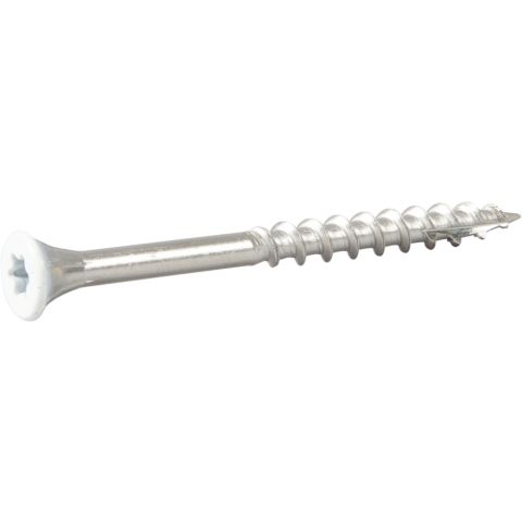 ESSVE 537145 Fasadskruv 4,4×45 mm, rostfri/syrafast A4, band. Vit, 250-pack