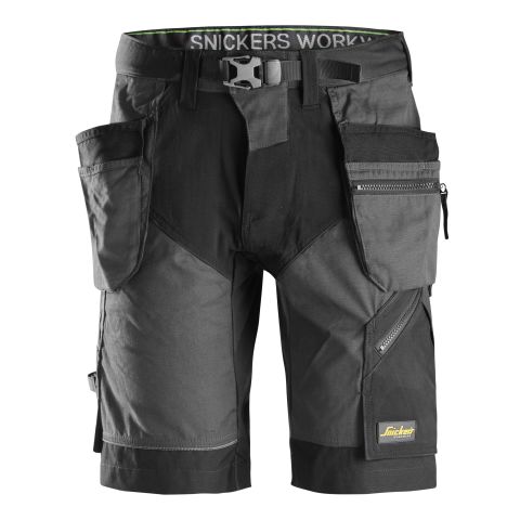 Snickers Workwear 6904 FlexiWork Arbetsshorts stålgrå/svart Stålgrå/Svart