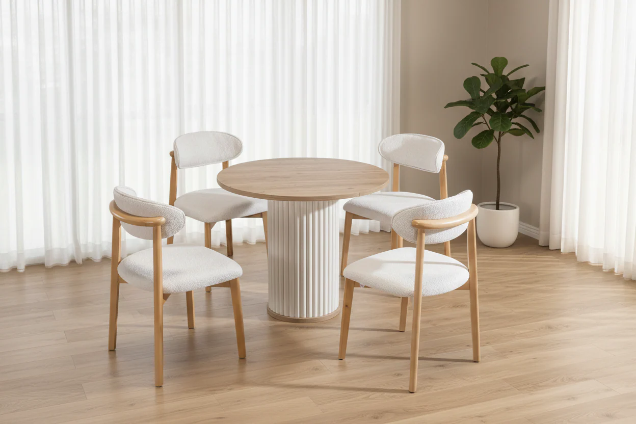 Baha Matbord (rund) med  4 Avva Stolar