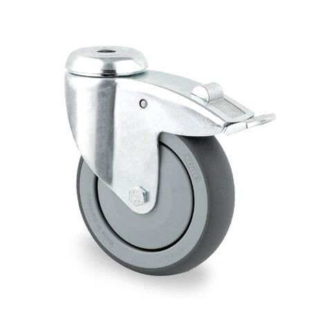 Tente 2477PJP100P30 Länkhjul termogummi, broms, centrumhål 11 mm 100 mm