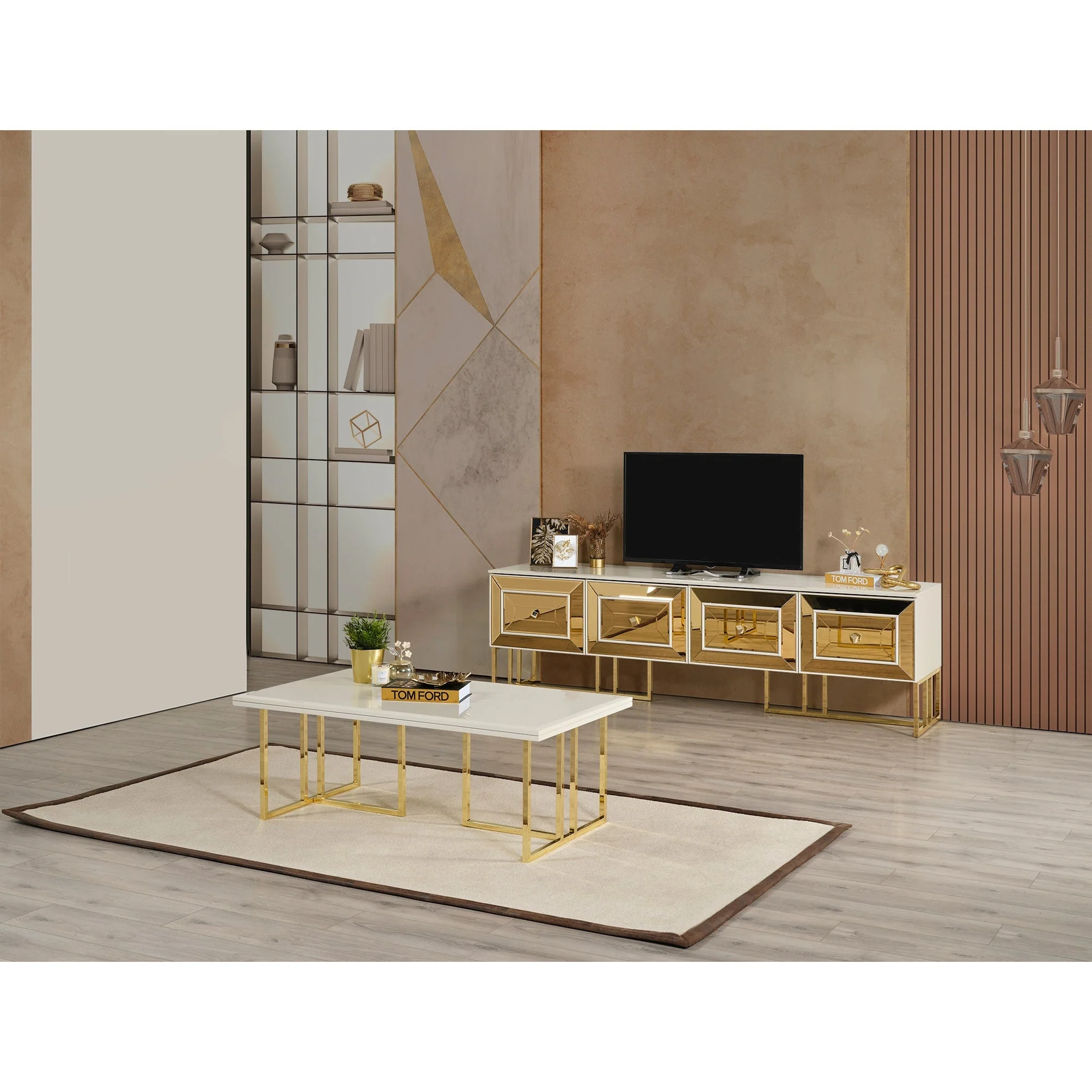 Gold TV-Bänk