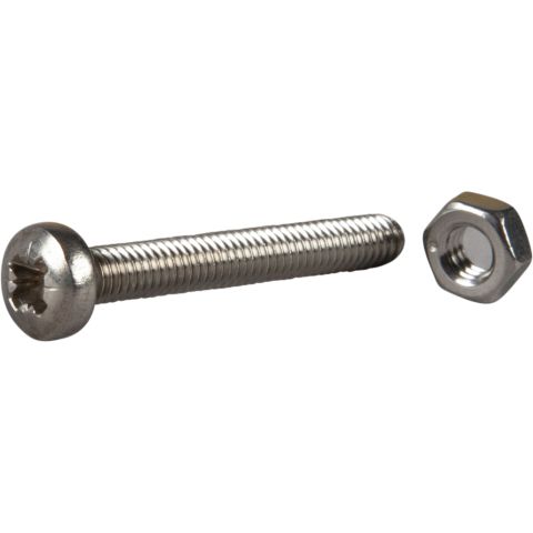 ESSVE 550313 Maskinskruv m. mutter, rundat huvud, syrafast A4 M6 x 50 mm, 4-pack