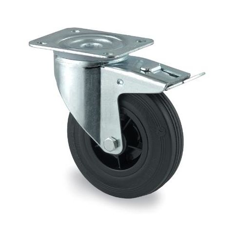 Tente 3377PVR100P62 Länkhjul gummi, broms, platta 105×85 mm 100 mm