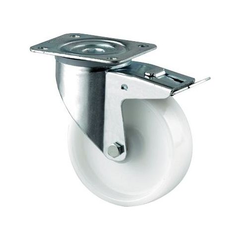 Tente 3477UOR160P63 Länkhjul nylon, vit, platta 137×105 mm 160 mm