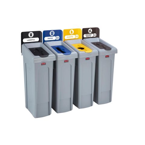 Rubbermaid Slim Jim Sorteringsstation deponi/papper/plast/bio