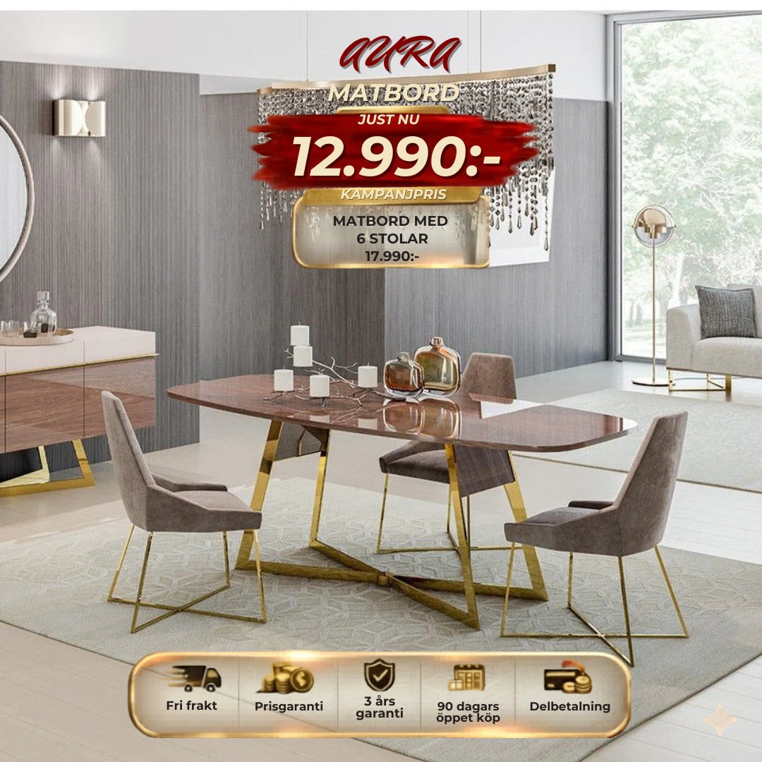 Aura Matgrupp – Matbord med 6 Stolar